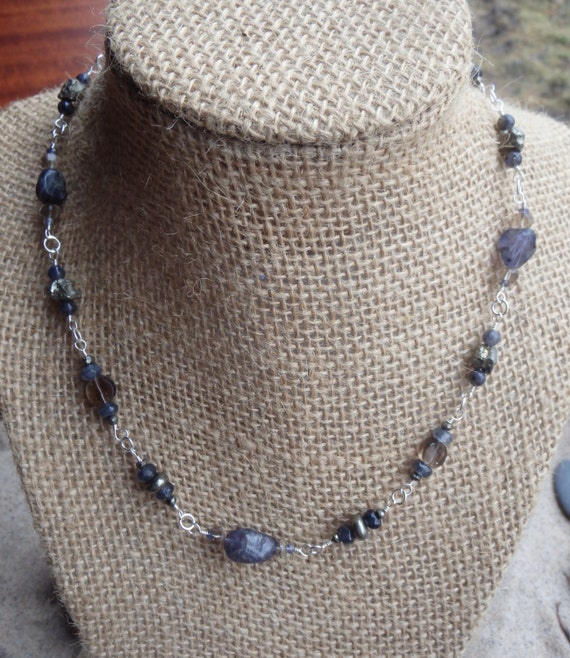 Iolite, Smoky Quartz and Pyrite Necklace #141 - Etsy