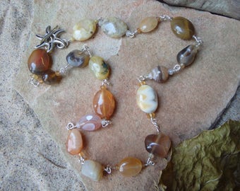 Orange and Yellow Agate Necklace #142