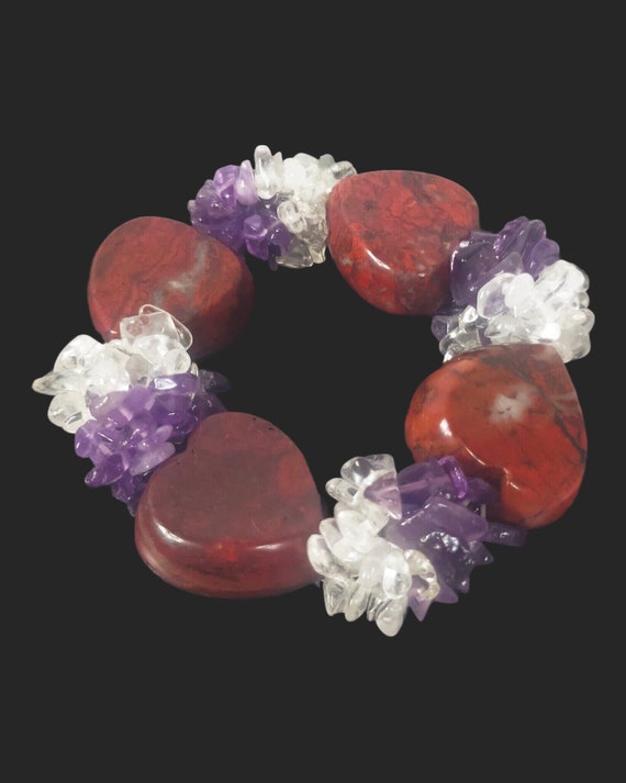 レッドジャスパー♡　小さなハート　ブレスレット レッドジャスパー♡ 小さなハート ブレスレット