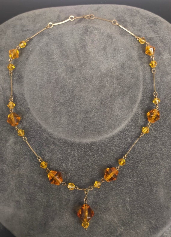 Vintage Edwardian Bohemian Czech Necklace Yellow G