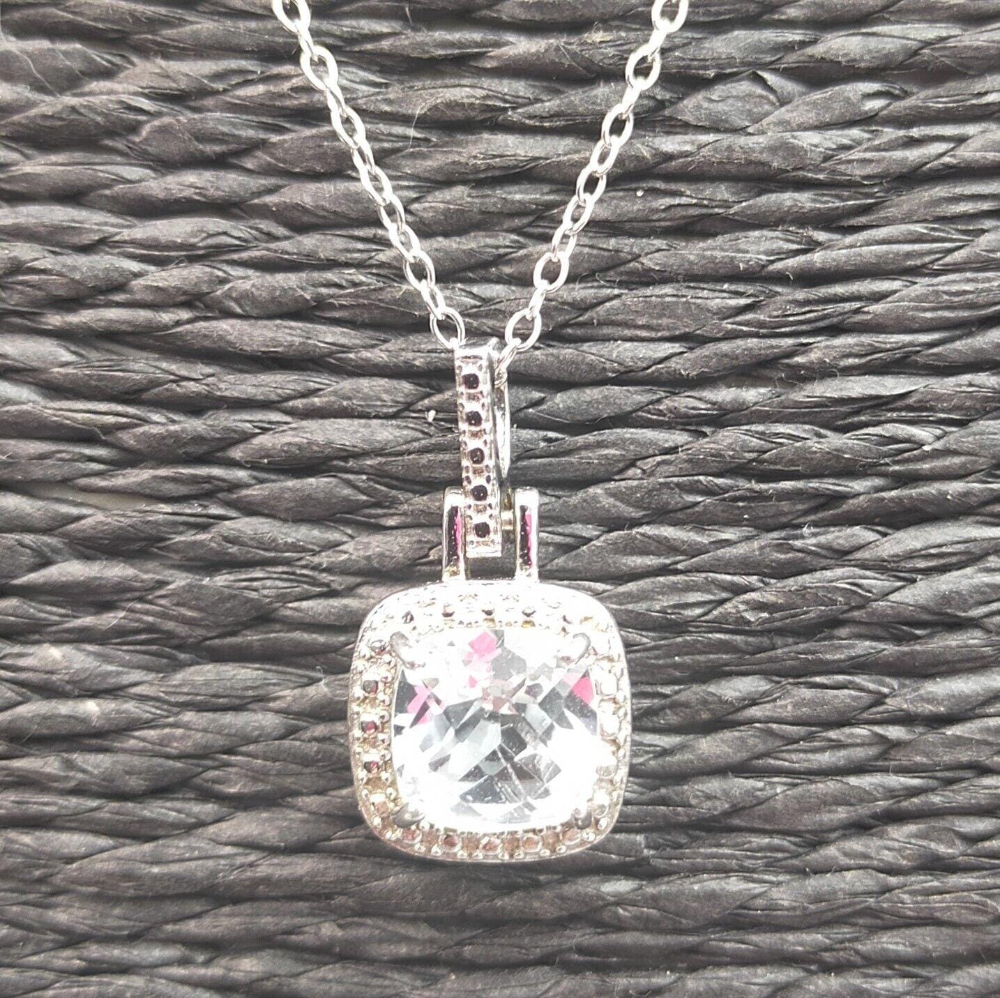 DBJ Thailand 925 Sterling Silver Faceted Topaz Pendant & 18ins 925 
