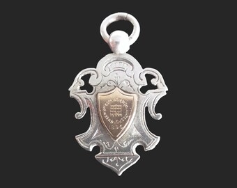 Antique Sterling Silver Gold Pocket Watch Fob Queens Westminster Volunteers 1896