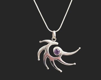 Collier En Améthyste Véritable - Chaine De 20 Pouces Plaqué Argent, Pierre Brute Naturelle