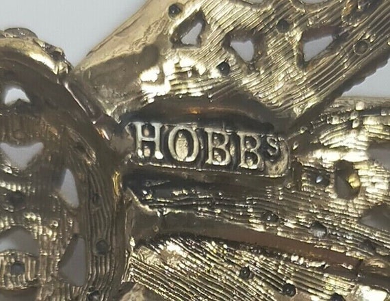 Vintage Hobbs Large Bow Brooch Pin Antique Bronze… - image 3