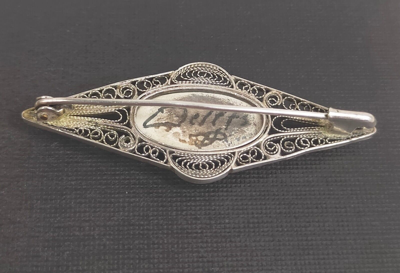 Broche Ancienne En Argent Filigrane – Bijou Vintage – Occasion