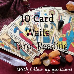 Leitura de 10 cartas do Tarô Waite com perguntas de acompanhamento
