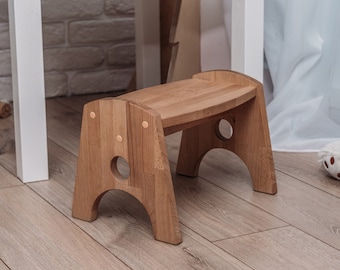 Holz Hocker Tritthocker Schemel Fußbank Fußhocker Bänkchen Holzhocker Kinder, Sitzfläche 33x23, Höhe 20cm