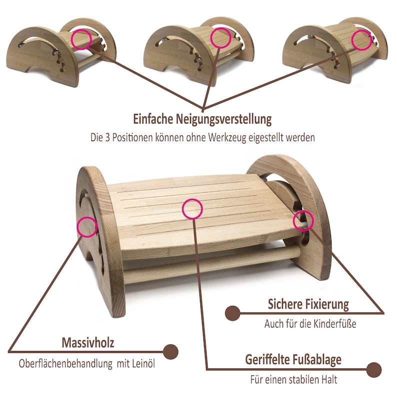 Wooden Footstool Adjustable Footrest Footstool Beech Etsy