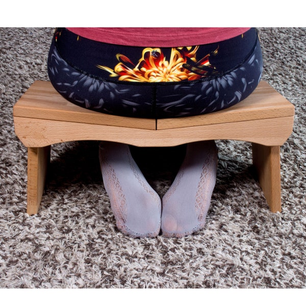 Wooden meditation stool, ergonomic seat, meditation bench for yoga, foldable, 21 cm high