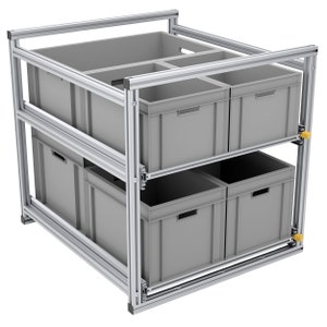 Shelving system with multiple levels | Size 80 x 60 cm | Pull-out system with 220kg load | For expanding campers and vans | for all Euroboxes