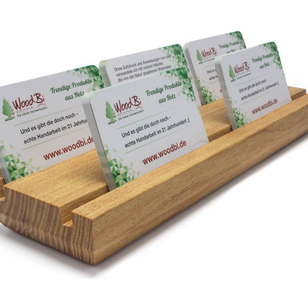 WoodBi | Wooden business card stand - rose acacia | Wooden business card holder | Holds up to 90 business cards | Handmade in Germany