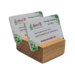 WoodBi | Visitenkartenständer aus Holz - roserne Akazie | Visitenkartenhalter aus Holz | Für bis zu 30 Visitenkarten | Handmade in Germany