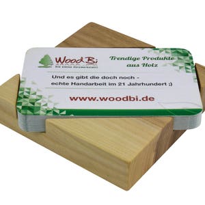 WoodBi | Hochwertige Visitenkartenbox aus Akazienbaum | Visitenkartenhalter aus Holz | Visitenkartenständer