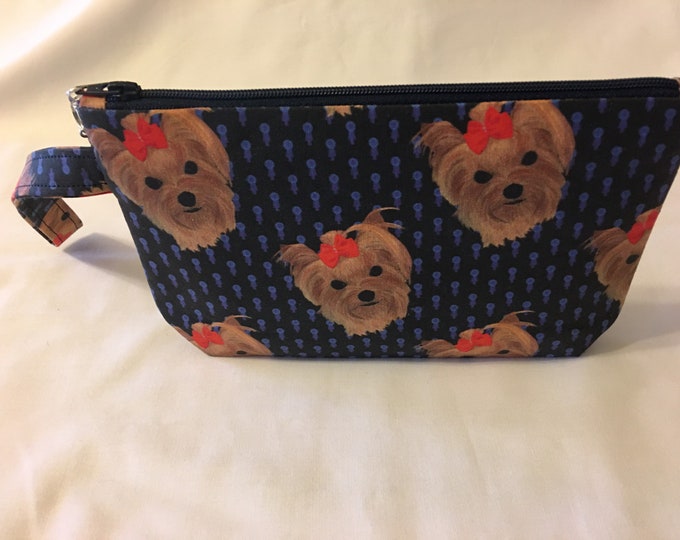 Dog Lover Gift Animal Lover Gift Make Up Bag Yorkie Wristlet Dog Pouch Vet Gift