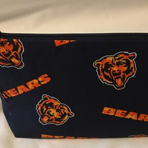 New Chicago Bears fabric pouch,  Cosmetic bag, Blue and Orange,  Sports Themed Purses