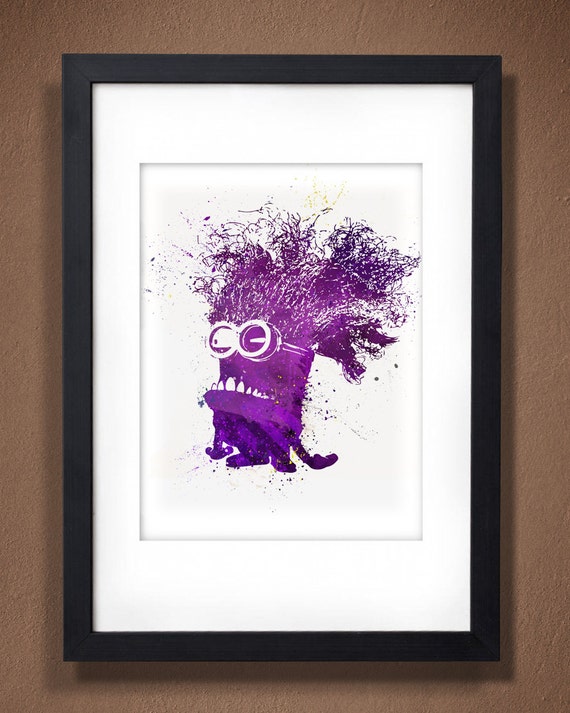 Splatter Art Disney Pixar Despicable Me 2 Purple Minion Despicable Me Minions Print Disney Gift Ideas