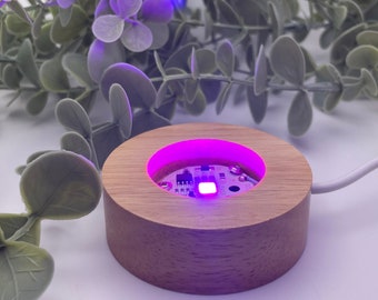 LED Light Stand for Crystals Wood with White or Rainbow Light // Wooden // Ball // Crystal // Orb