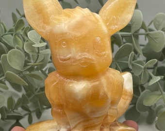 4.6" Eevee Yellow Calcite Large Carving // Pokémon // Crystal // Natural // Video