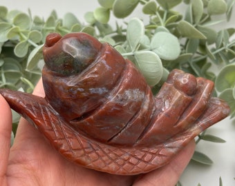 Moss Agate Snail Carving Large // Red Moss Slug // Crystal // Healing // Natural // Video