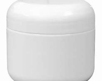 10 white double wall plastic jars with dome lid 2 oz, lotion, cream, salve, cosmetics