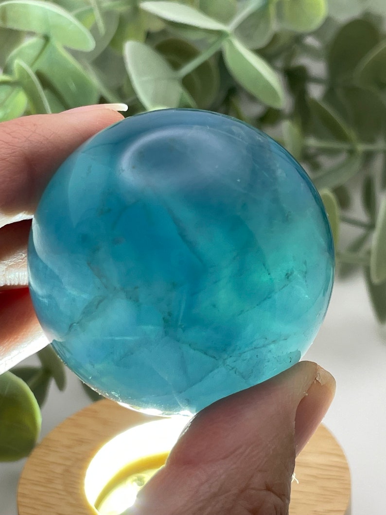 42mm Blue Fluorite Sphere // Ball // Orb //Healing// Natural // Video image 5