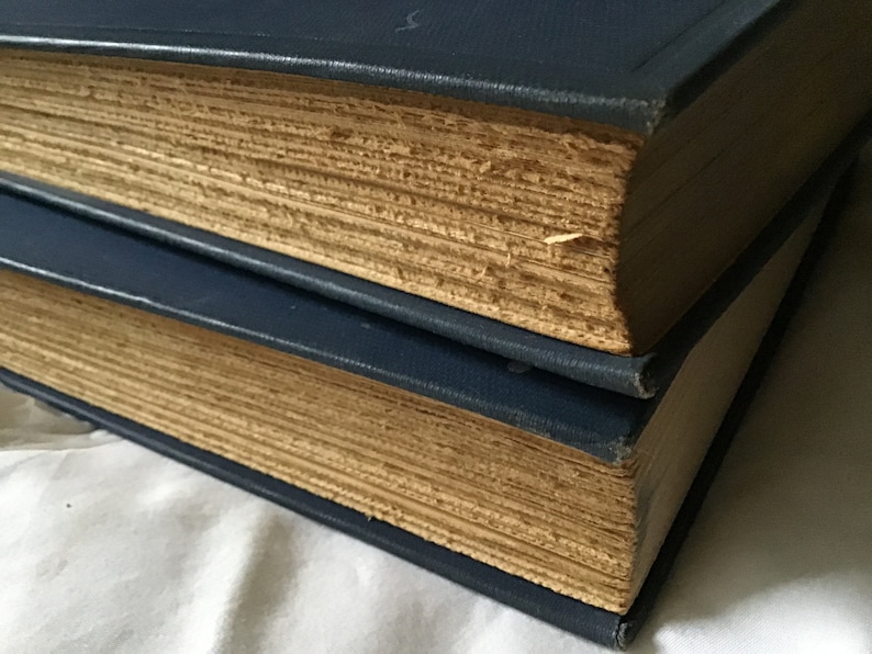 May include: Two vintage hardcover books with blue covers and aged, yellowed pages. The books are stacked on top of each other.