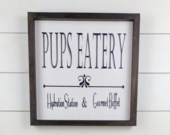 Pups Eatery, Dog Decor, Pet Decor, Pet Signs, Dog Wall Art, Dog Signs for Home, Country Pet Decor, Funny Pet Signs, Dog Stuff, Pet Stuff