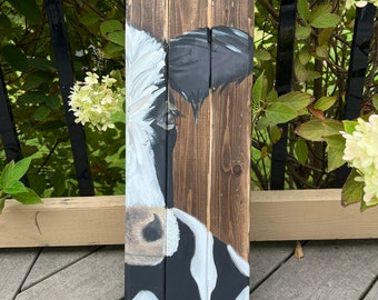 Hand-Painted Cow Painting on Distressed Wood, Farmhouse Wall Art