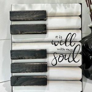 It Is Well With My Soul, Vintage Piano wall art, Music teacher gift, Piano painting, Piano teacher gift, Music room decor, Piano room decor image 2