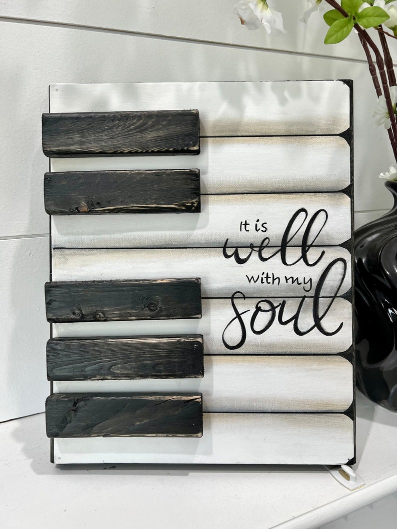 It Is Well With My Soul, Vintage Piano wall art, Music teacher gift, Piano painting, Piano teacher gift, Music room decor, Piano room decor image 2