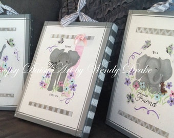 Elephant themed baby nursery -Shabby chic nursery accessories - Decor ideas for grey nursery - Baby shower gift for girl