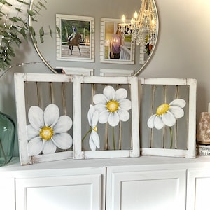 Daisy Artwork, Farmhouse Decor Rustic Country, Daisy Art, Farmhouse Wall Decor, Farmhouse Decor, Farmhouse Bathroom Wall Art, Daisy Home Art