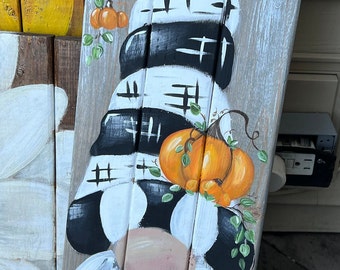 2ft. Pumpkin Gnome Porch Sign, Fall decor, Autumn gnome paintings, Entryway fun decor, handpainted gnome art, quirky sunroom wall art