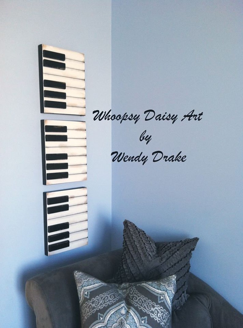 Vintage Inspired Piano Wall decor, Music room decor, Piano wall art, Piano Painting, Piano decor, Piano Music Art, Music Room Art image 3