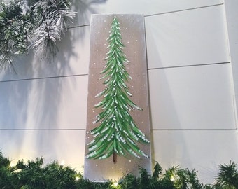 Pine Tree Art / Grey Farmhouse Decor / Winter Home Decor / Christmas Tree Sign / Winter Tree Decor / Christmas Mantel Decor /  Cabin Decor