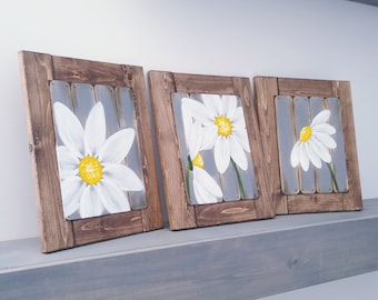 Daisy Art, Farmhouse Decor Rustic Country, Daisy Artwork, Farmhouse Wall Decor, Farmhouse Decor, Farmhouse Bathroom Wall Art, Daisy Home Art