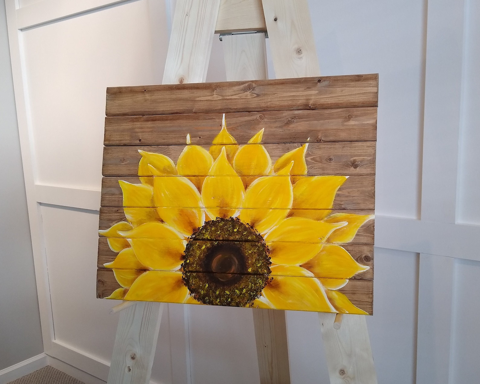 Sunflower Painting on Wood, Sunflower Art, Sunflower Wood Sign