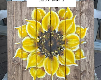 Hand-Painted Sunflower Wood Wall Art, Housewarming Gift