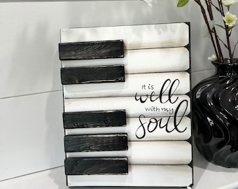 It Is Well With My Soul, Vintage Piano wall art, Music teacher gift, Piano painting, Piano teacher gift, Music room decor, Piano room decor