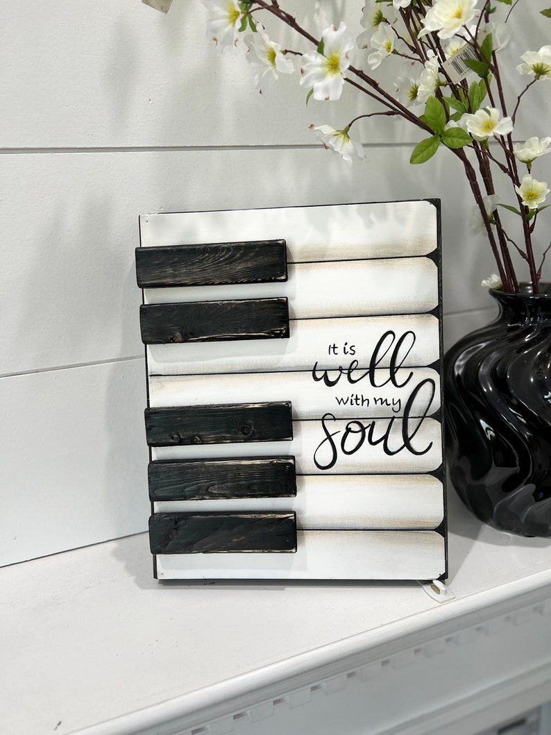 It Is Well With My Soul, Vintage Piano wall art, Music teacher gift, Piano painting, Piano teacher gift, Music room decor, Piano room decor image 1