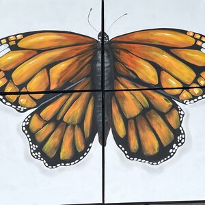 Monarch Butterfly Handpainted Wall Art, Butterfly Home Decor, Butterfly Painting, Minimalist Art, Modern Home, Farmhouse living room, bath