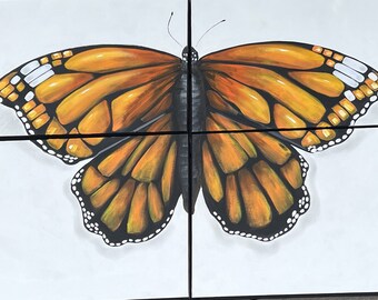 Monarch Butterfly Handpainted Wall Art, Butterfly Home Decor, Butterfly Painting, Minimalist Art, Modern Home, Farmhouse living room, bath