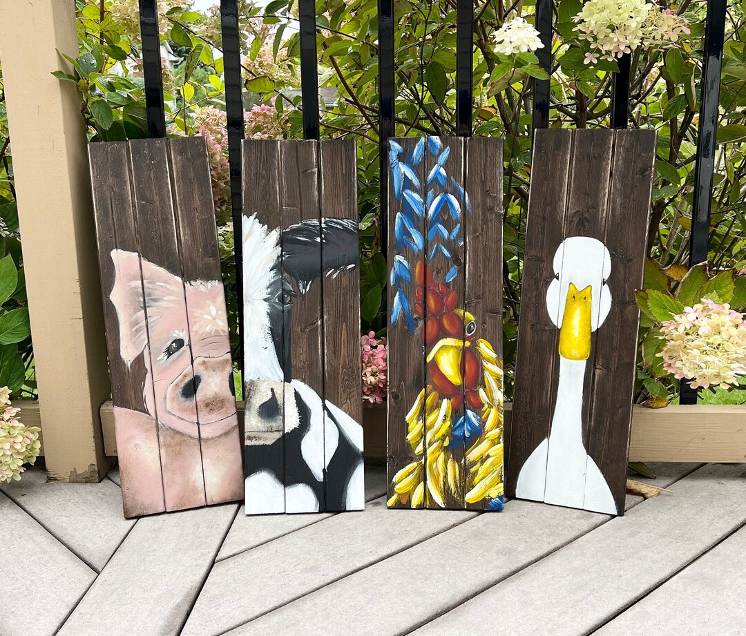 Rustic Animal Sign Hand-painted Farm Animal Wood Sign Set, Rustic Barn Decor - Etsy