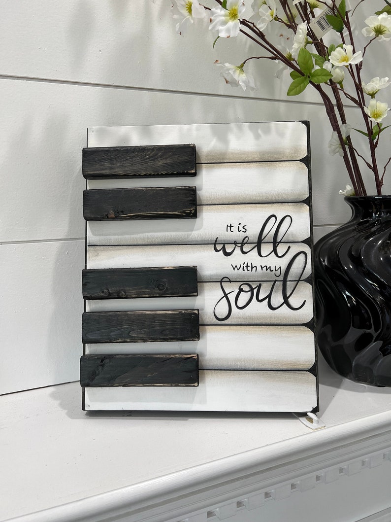 It Is Well With My Soul, Vintage Piano wall art, Music teacher gift, Piano painting, Piano teacher gift, Music room decor, Piano room decor image 3