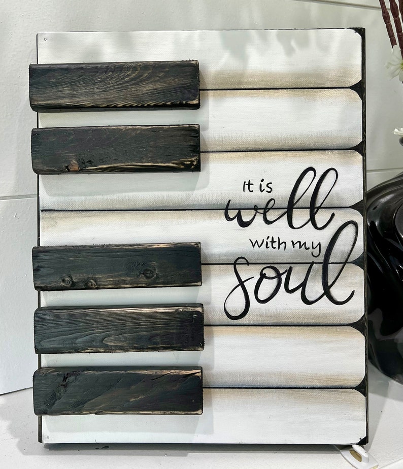 It Is Well With My Soul, Vintage Piano wall art, Music teacher gift, Piano painting, Piano teacher gift, Music room decor, Piano room decor image 6