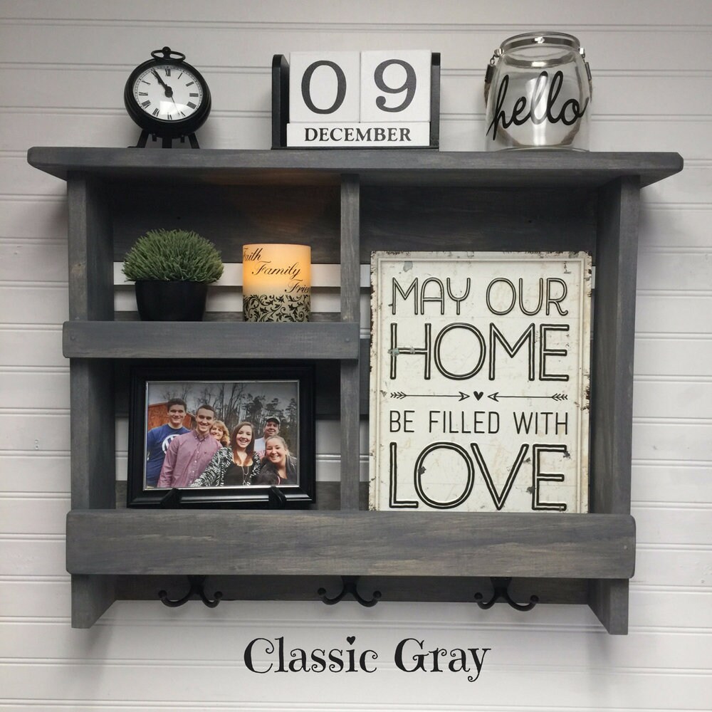 Handcrafted Rustic Shelf Wall Organizer Entryway Organizer Etsy