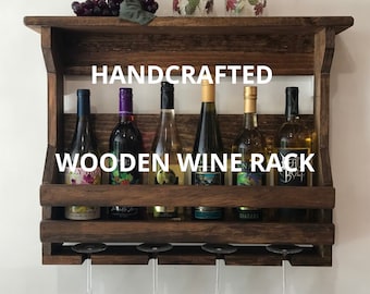 Wine Rack Wall Mounted | Wall Mount Wine Rack Double Front Board | Wooden Wine Rack | Wall Mounted Wine Rack | Wine Gift | Pub Decor