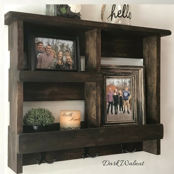 Entryway Wall Organizer Handcrafted Shelf Doorway Coat Hooks Decor Rustic