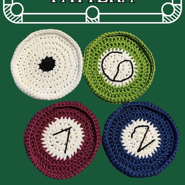 Billiard Ball Coasters Crochet Pattern Pool Ball Crochet Coaster Crochet Home Decor Pattern Unique Crochet Pattern