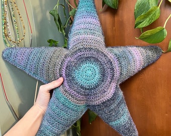Crochet Star Pillow PDF Pattern Crochet Throw Pillow Amigurumi Home Decor Unique Celestial Cushion